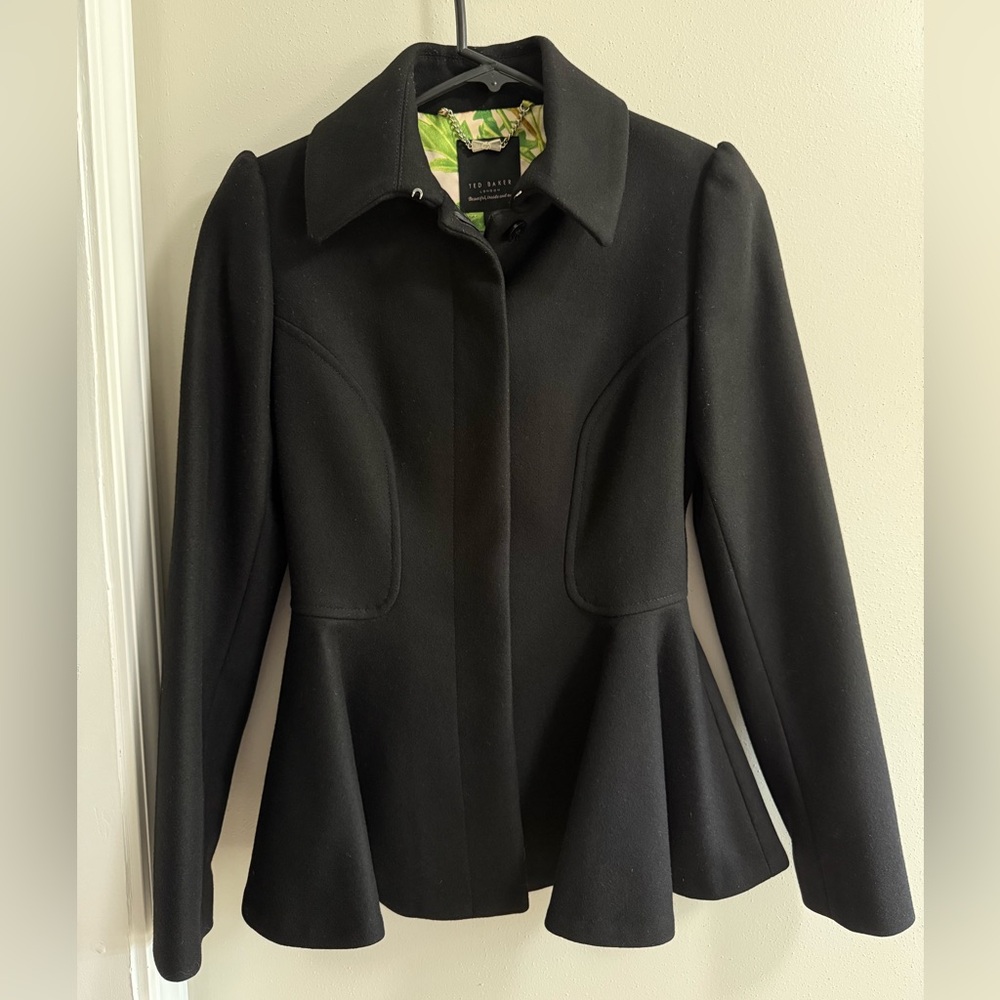 Ted Baker Black Wool Peplum Blazer